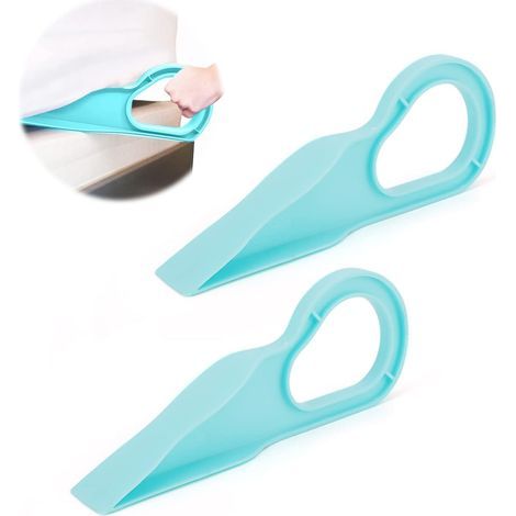 Lot de 2 élévateurs de matelas, rehausseurs ergonomiques pour matelas domestique, outil de matelas pour remplacement rapide du drap de lit (cyan) (1/5)