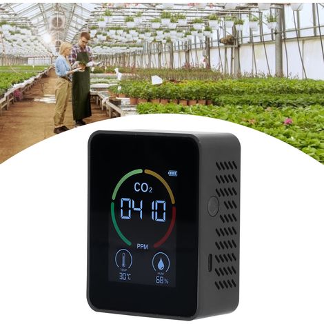 Intelligenter Kohlendioxid-Detektor, USB-Ladefunktion, Infrarot-, Temperatur-, Feuchtigkeits- und Luftqualitätsüberwachung, schwarz (1/5)