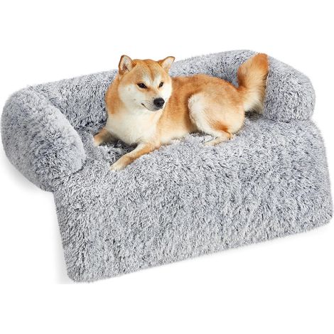 Panier pour Chien, Tissu Peluche, Tapis, Couverture de Protection pour Canapé, Taille XL, pour Chiens de Moyenne et Grande Taille, 110 x 95 x 18 cm, Gris Ombré (1/4)