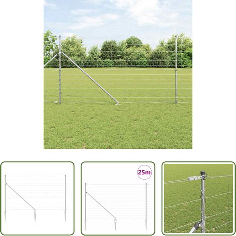 vidaXL Clôture galvanisée -  Poteau de clôture. Galvanisé 25 x 1,4 m Acier (1/5)
