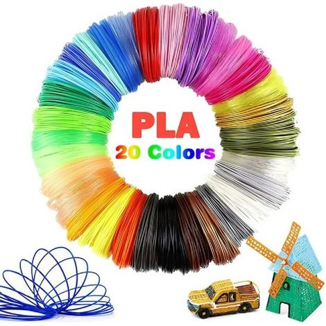 Set di filamenti per penna 3D, 20 colori, 1,75 mm, per disegnare nell'aria, set da disegno, per imparare a disegnare, per lavori creativi, giocattolo, mine per penna 3D, resistenti al calore per il di (1/5)