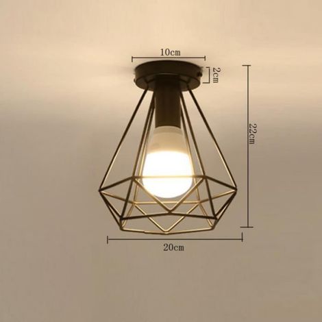Plafonnier Rétro Industriel Diamant Lampe de Plafond Métal Fer Cage Vintage Suspension pour Cuisine Salon Chambre Café Bar (1/4)