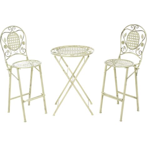 Ensemble de Jardin Extérieur Table et 2 Chaises Pliables Métal Vieilli Vert Clair Bivio