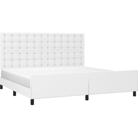 vidaXL Cadre de lit sans matelas blanc 200x200 cm similicuir (1/5)