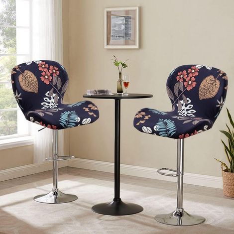 Lot de 2 housses extensibles pour tabourets de bar incurvés avec dossier – Convient aux tabourets pivotants