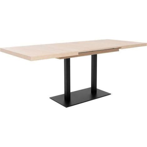 ORLANDO Table a manger a rallonge - Style industriel - Decor chene sonoma et noir - L 120-200 x P 80 x H 75 cm (1/5)