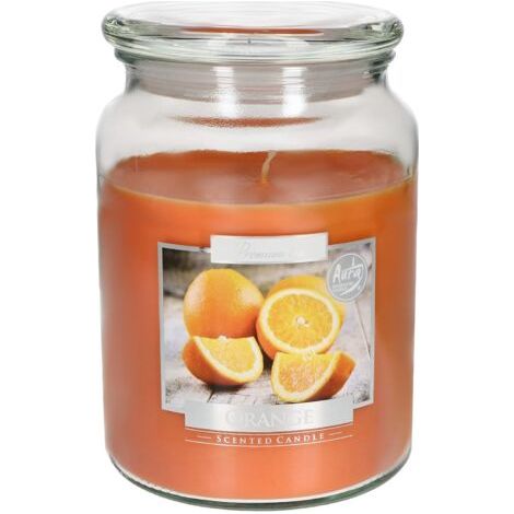 Grande bougie parfumée dans un verre avec couvercle orange - Idée cadeau - Bougies décoratives - Durée de combustion jusqu'à 100 heures-NANOTEH (1/5)