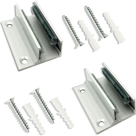 2Pcs Guide de Sol pour Porte Coulissante en Verre Guide de Porte Coulissante au sol Guide Bas Rail de Porte Coulissante Alliage d'Aluminium Guidage Accessoires pour Porte Coulissante Verre Sans (1/5)