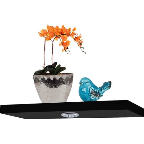 Estante de dise�ode pared con luces led. Estante retrctil negro tama�o M (90x24x4cm) (1/5)