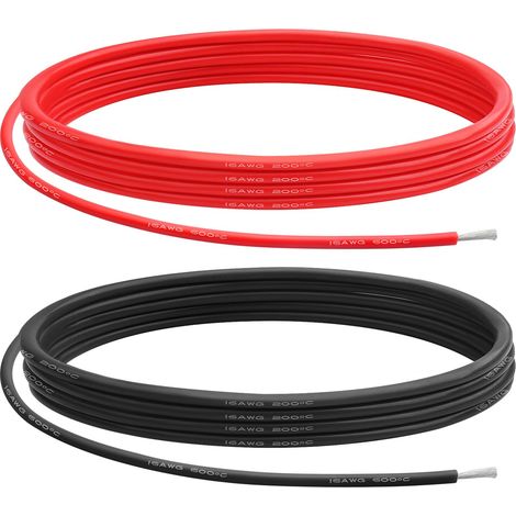 Fil de Silicone de Calibre 16, 1.27 m㎡ 16 AWG Câble électrique 5m(2.5m Rouge+2.5m Noir), Faible Impédance Douce et Flexible 0.08 mm 252 Torons Fil de Cuivre pour Voiture RC/Drone/Projets (1/5)