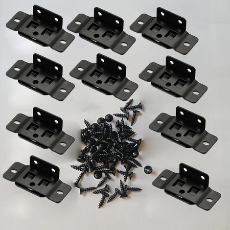 (Noir) 10 supports de rangement robustes pour meubles avec équerres en L et visserie pour une installation facile, adaptés aux armoires. (1/5)