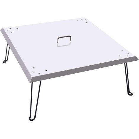 Fire Pit Heat Deflector, with Foldable Legs and Carrying Handle, 30 X 30 X 13 Inch Stainless Steel Square Fire Pit Cover for Fire Pit Burner