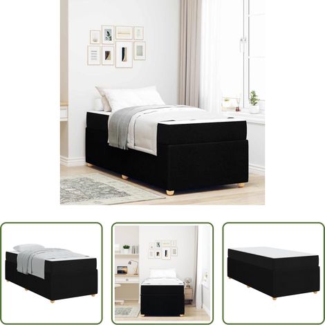 vidaXL Matelas - Cadre de lit avec matelas Noir 80 x 200 cm tissu (1/5)