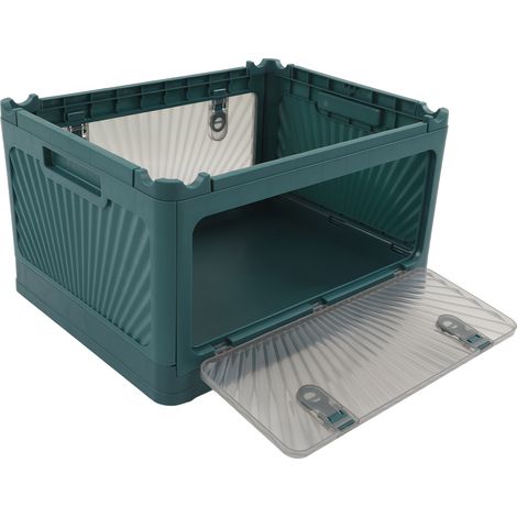 Faltbare Aufbewahrungsbox mit 3 Türen, großem Fassungsvermögen, abnehmbaren Rollen, faltbare Kunststoffbox mit Deckel für Zuhause, Outdoor und Camping, Dunkelgrün M (1/5)