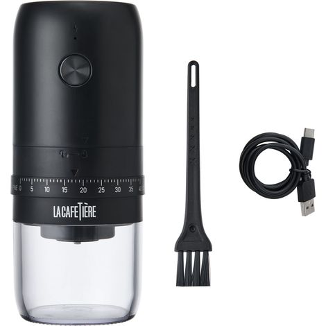 La cafetière moulin à café électrique à meules en céramique, portable, sans fil &amp usb rechargeable, noir mat, 200ml