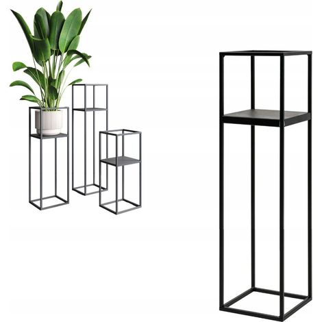 Supporto per piante in metallo nero, design moderno, Lille L 19x19x77 (1/5)
