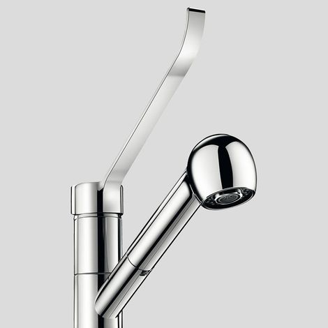 Delabie EHM secteur médical bec pivotant H105mm, sortie prolongée, levier hygiène (1/3)