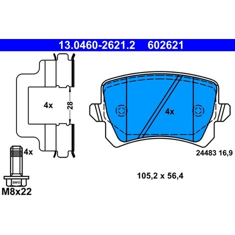 Kit de plaquettes de frein, frein à disque ATE 13.0460-2621.2 SKODA