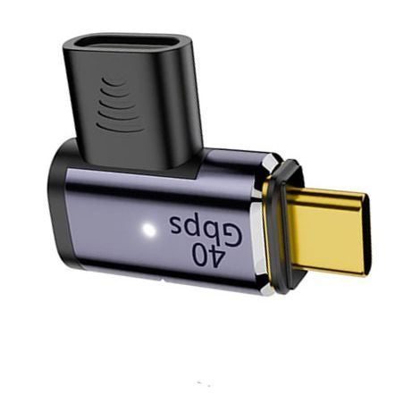 Adaptateur Magnétique USB-C Coudé avec Oreilles - Transfert 40Gbps, Alimentation 100W, Vidéo 8K (1/3)
