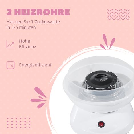 Machine à barbe à papa pour maison 550W, hauteur 18 cm, blanc, avec bâtonnets et cuillère doseuse, idéale pour fête enfants, anniversaire, soirée (1/5)