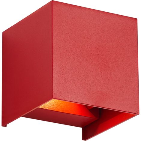 QAZQA Moderno Lámpara de pared moderna para exterior rojo oscuro con LED IP54 - Edwin Aluminio /Vidrio Cuadrada /Cubo Incluye LED Max. 2 x 5.4 Watt