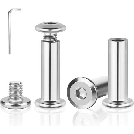 80 pièces Vis de liaison M4x12mm Écrous à douille (40 écrous à douille et 40 vis à douille) Acier inoxydable A2 V2A vis d'assemblage pour meubles vis à douille pour meubles, panneaux en bois (1/5)