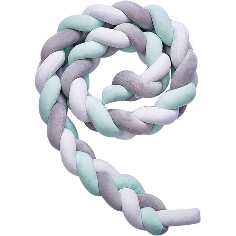 Cojín protector de cama trenzado de serpiente de 2 m, suave y trenzado, para sofá, protección de cama para recién nacidos (gris, blanco y verde)