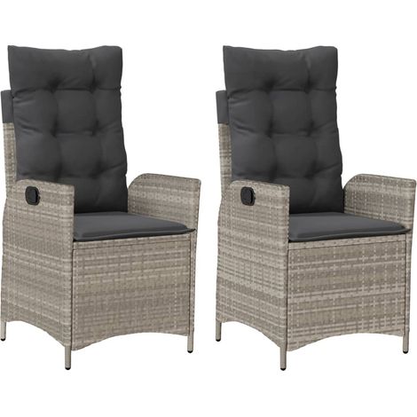 Maison Exclusive - Sillones reclinables de jardín con cojines gri