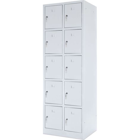 BRB Schließfachschrank, 10 Fächer, HxBxT 1800x600x500 mm, lichtgrau RAL 7035 (1/3)