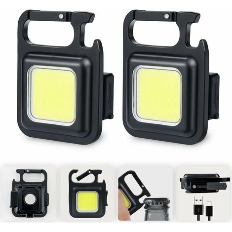 2 mini luces LED de inspección de trabajo recargables de 500 lúmenes, luz de trabajo magnética, llavero pequeño portátil, linternas impermeables para acampar, reparación, iluminación de emergencia [Cl (1/5)