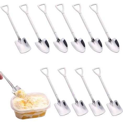 Juego de 10 cucharas de acero inoxidable para helado y postre，mini cucharas creativas para helado，perfectas para fiestas y uso doméstico (1/5)