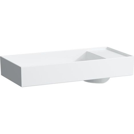Vasque pour lavabo KARTELL 750 x 350 mm, avec plage de robinetterie sans trop-plein, version 1 trou de robinetterie blanc LCC LAUFEN