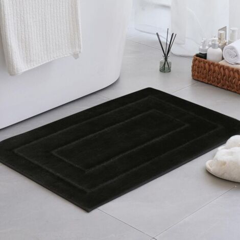 Tapis antidérapant, doux, absorbant, lavable en machine pour salles de bains et douches, 50 x 80 cm, noir (1/4)