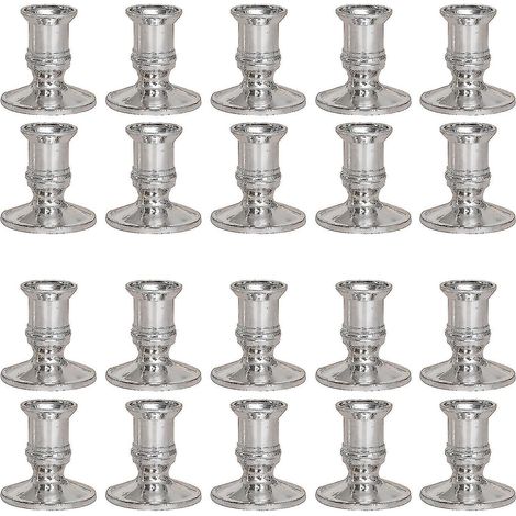 Set mit 10 Paaren romantischer silberner Kerzenhalter für Esstisch und Wohnzimmer.