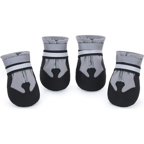 4 pcs Bottes pour Chiens, Protège-Pattes Imperméables et Isolés pour l'Automne/Hiver, Semelle Antidérapante avec Sangles Réfléchissantes, Convient aux Petits, Moyens, Grands Chiens (1/5)