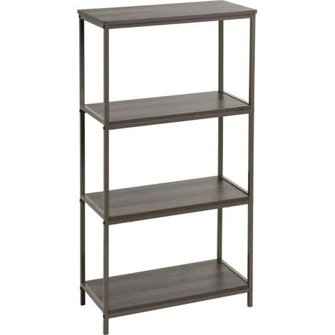 Étagère avec 4 tablettes en panneaux de particules coloris gris avec structure en métal-Longueur 60 x Profondeur 30 x Hauteur 116 cm (1/4)
