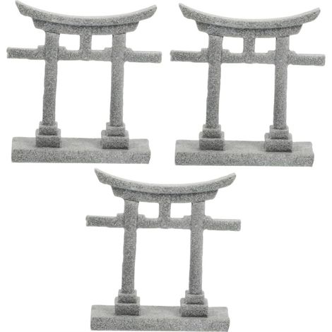 3pièces Ornement De Réplique De Torii pour Aquarium Décoration -Jardin pour Réservoir De Poissons Et Aménagement Extérieur Accessoire Unique pour Aquarium Et Jardin (1/5)