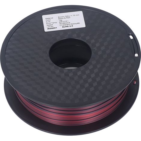 Filament PLA 1.75mm Noir Rouge Lot de 2 Bobines Écologique Impression 3D Consommable (1/5)