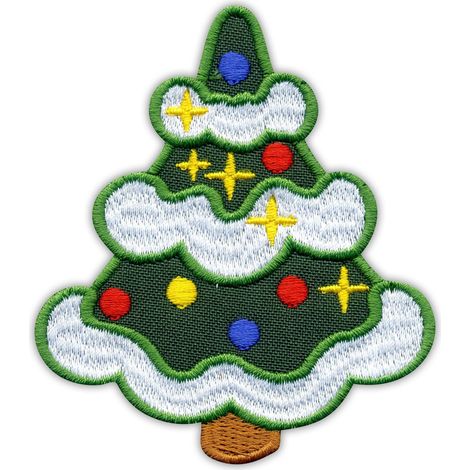 Patchion Albero di Natale innevato - Retro magnetico - Toppa/Distintivo/Emblema ricamato