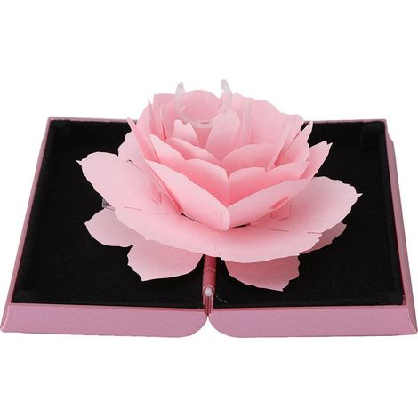 3D-Ringbox in Rosenform, Aufbewahrungsvitrine für Hochzeits- und Verlobungsschmuck (rosa) (1/5)