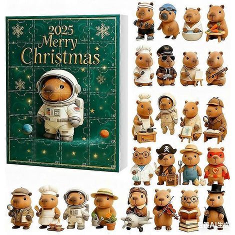 24 décorations de Noël en acrylique 2D représentant de mignons capybaras, calendrier de l'Avent, pendentif capybara à suspendre au sapin - F