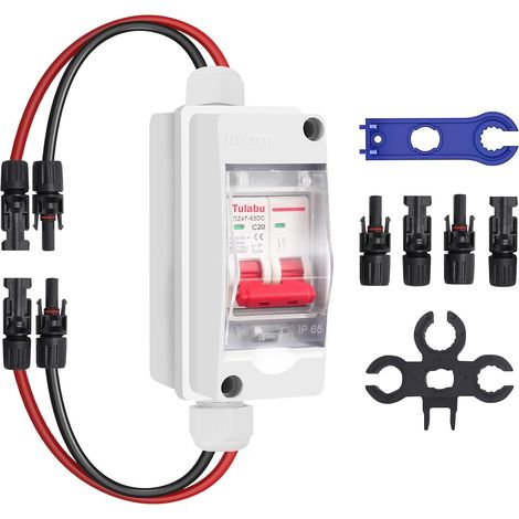 500V 20A Disjoncteur DC pour Installation PV, Sectionneur Solaire, Disjoncteur DC Pour Systèmes Photovoltaïques Réparation Remplacement, IP65 Sectionneur PV Étanche (1/5)