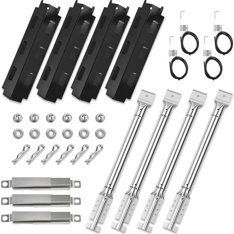 GFTIME Universel Accessoires Kit - brûleur 36,5cm, diffuseur de chaleur 37cm et croisé tube pour Charbroil, Barbecook Vanilla, Barbecook 300, Tenneker TG4 pièce détachée pour barbecue à gaz, Noir (1/5)