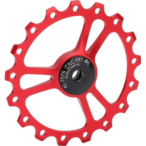 Galet de guidage de dérailleur arrière MEIJUN 17T en céramique, en alliage d'aluminium, pour vélo de route et VTT, rouge (1/5)