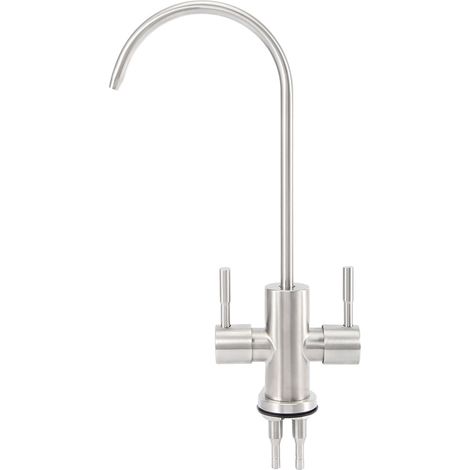 Robinet à filtre double interrupteur en acier inoxydable 304 avec buse rotative à 360° G1/4" pour usage domestique (1/5)