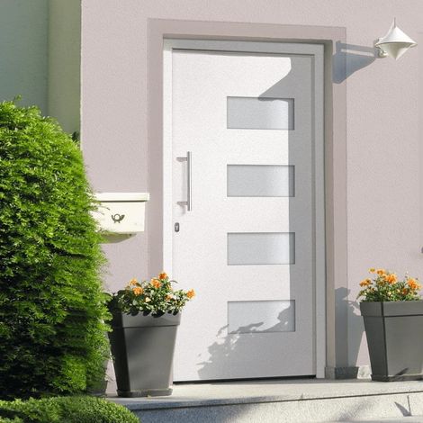 Porte d'entrée Aluminium et PVC Blanc 100x200 cm