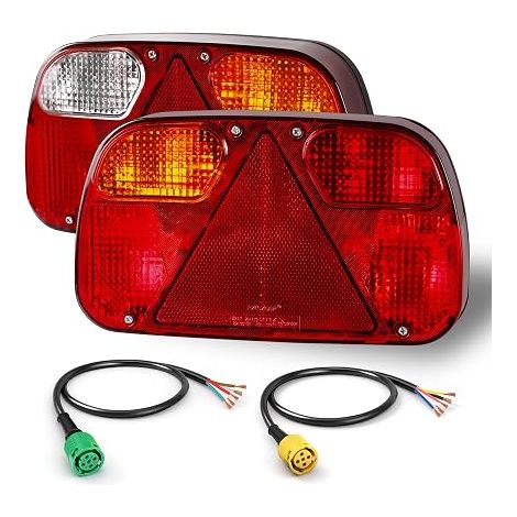 Feux Arrière Universels 12V Remorque Jeu 13 Pôles Précâblé Câble 30cm Connecteur 13 Pôles Baïonnette 5 Pôles Gauche Droite (1/5)