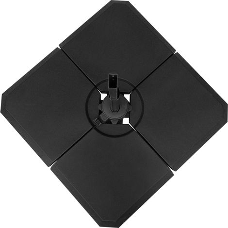 Set mit 4 Outsunny Sonnenschirmgewichten – Befüllbar mit Wasser (max. 80 kg) oder Sand (max. 120 kg) – Gesamtmaße: 100 x 100 x 9,5 cm – Schwarzes HDPE