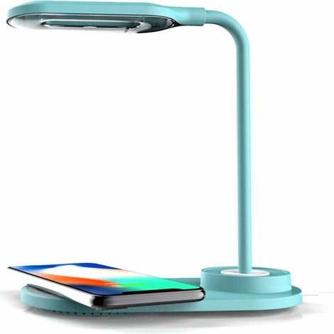 Lampe De Bureau A Led Touch Control Avec Chargeur Sans Fil Eye Soin Light Lumiere De Lecture Pour La Maison Office 2 Modes De Couleur Reglable Choyeneck, Bleu, Bleu (1/5)