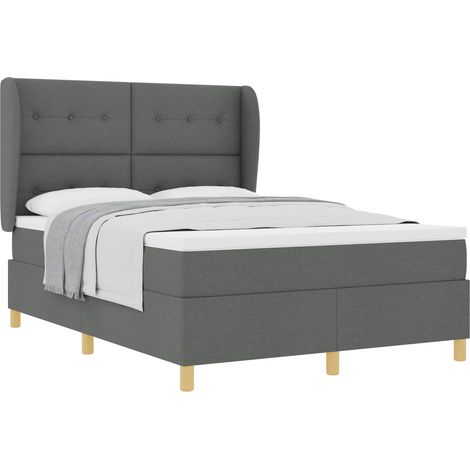 Maison Exclusive - Lit à ressorts avec matelas Gris foncé 200 x 160 cm tissu (1/5)